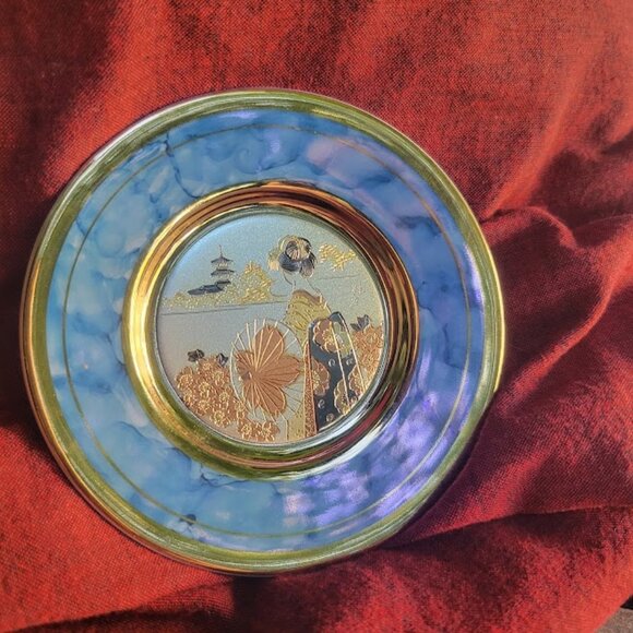 Japanese Chokin plate 24K gold-edged - Picture 4 of 8